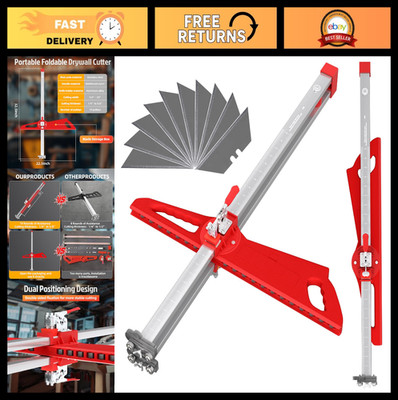 Foldable Drywall Cutter Tool - Cuts 1/4'', 3/8'', 1/2'', 5/8'' Boards, 10 Blades, Du