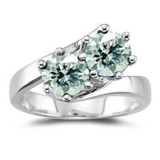 2+Ct Ice Blue White Round Real Moissanite Engagement Ring Sterling Silver Size 7