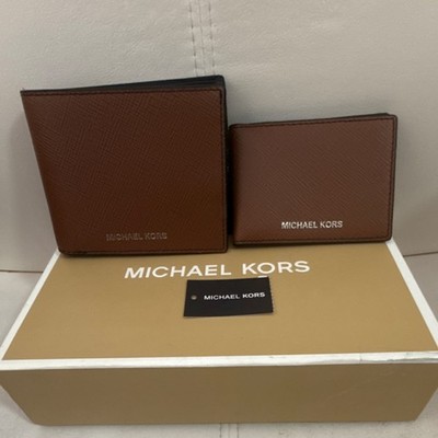 Michael Kors Mens Wallet with Mini ID Card Slots Brown Leather