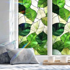 Window Privacy Film Static Cling - Stained Glass Decorative Sun Blocking Wind...