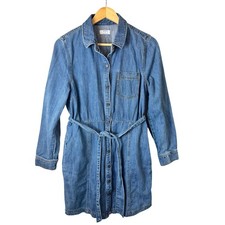 Untuckit Denim Shirt Dress Women’s 10 Button Down Belt Western Casual Cotton Lea
