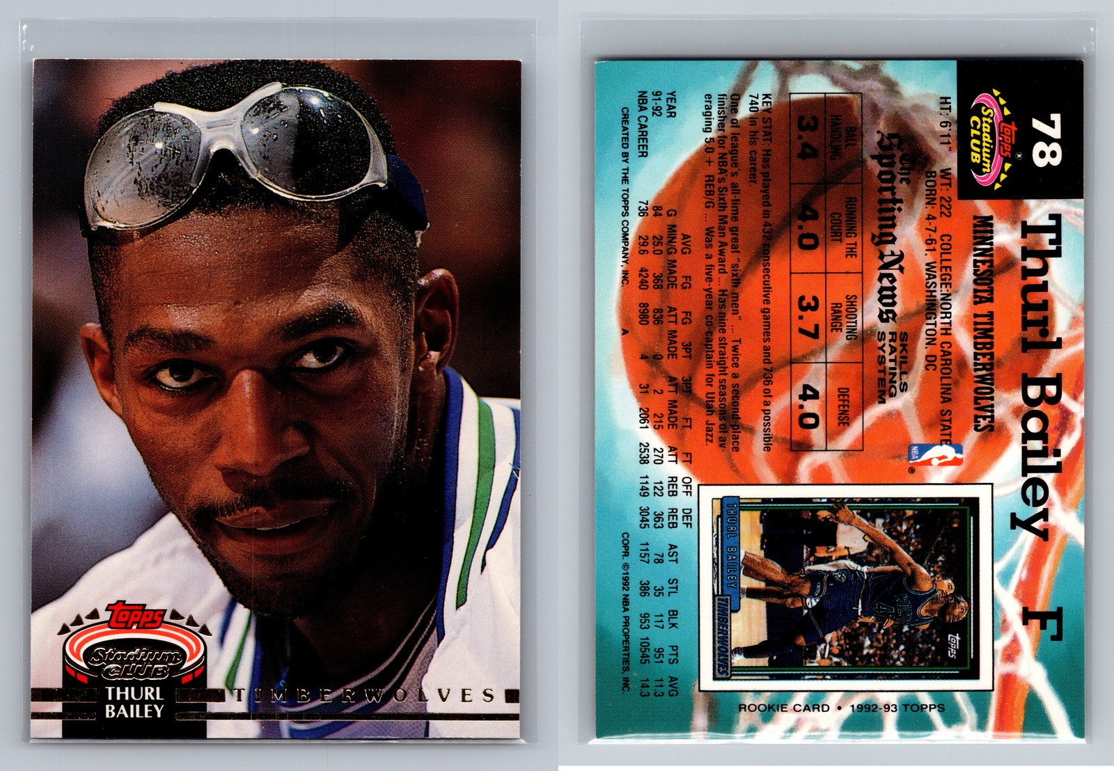 1992-93 Stadium Club #78 Thurl Bailey