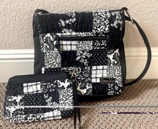 Borsa a tracolla trapuntata patchwork donna Sharp e portafoglio abbinato nero bianco