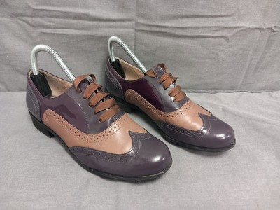 Clarks Narrative Damen-Brogues lila hellbraun Hamble Oak Leder UK 3 Band Spitze