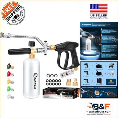 #ad Foam Cannon Dual Connector Pressure Washer Kit with 5 Nozzles 4000 PSI $104.84