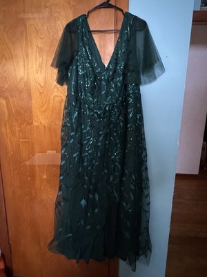 New EverPretty ALIX Short Sleeve Midi Formal Evening Dress Dark Green  20/2XL