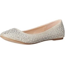 Women's Silver Rhinestone Slip-On Flat Shoes Party Formal Festive