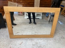 Large Rectangle Brown Mirror Oak Veneer 117 x 81 cm
