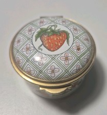 Staffordshire Emaille Erdbeere Schmuckschatulle