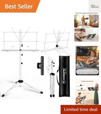 Music Stand, 2 in 1 Dual-Use Folding Sheet Music  Desktop Book Stand, Portab...