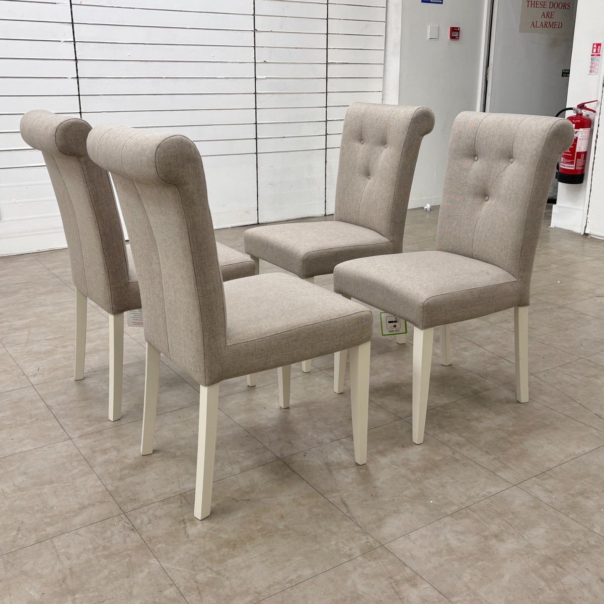 Furniture Village 'Annecy' Soft Grey Upholstered Fabric Dining