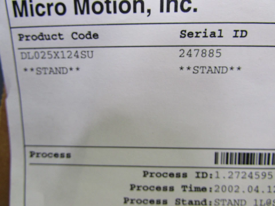 NEW! MicroMotion DL025X124SU, 1/4" FLOW METER,9-WIRE ,W/TEST REPORT! MAKE OFFER! - Image 2 of 4