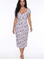 Wild Fable Light Blue Floral Scoop-Neck Midi Dress Sz XL