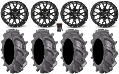 ITP Hurricane 14'' Wheels Black 28'' BKT AT 171 Tires Suzuki KingQuad