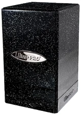 Ultra PRO Glitter Black Satin Tower Deck Box Card Dice Compartment Storage Case