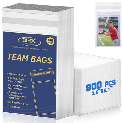 800Pcs Team Bags for Semi Rigid , Resealable Team Bags for Trading Cards Card...