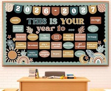 Classroom Bulletin Board Set Boho Motivational This is Your Year Decoration R...