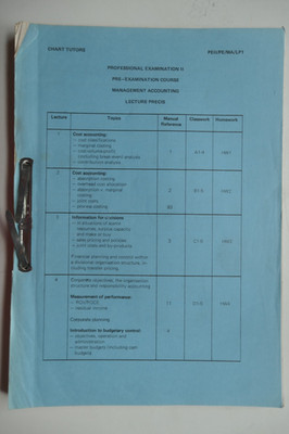 Chart Tutors - PE II - Pre-Examination Course - Management Accounting