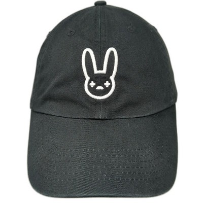 Bad Bunny Embroidered Logo Baseball Cap Black One Size Adjustable Slide Strap