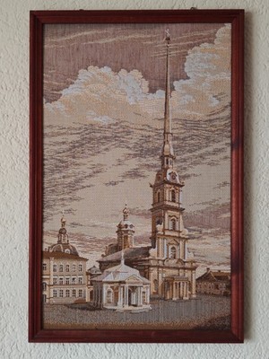 Vintage Gobelin Wandbild St. Petersburg Peter-Paul-Kathedrale UZOR 35x54 cm