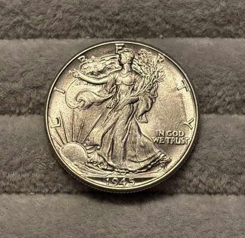 1945 Silver Liberty Walking Half Dollar Gem BU Lustrous