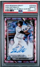 2024 Bowman Draft Sam Antonacci  Bubblegum Refractor Auto 3/5 PSA 10 POP 1