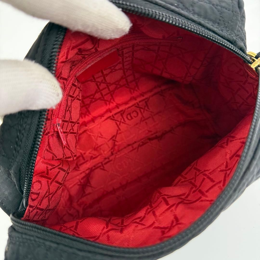 Christian Dior Cannage Shoulder Bag Black Canvas  Authentic thumbnail 18