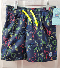 Laguna Swim Boys Swim Trunks Size Small 8 Dark Blue Tropical Print NWT