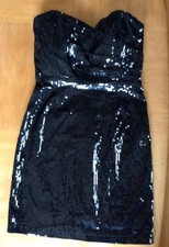 SEXY Forever 21 Black Dress Sequined Strapless Sweetheart Neckline. SIZE MED.JR