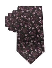 Floral Ties for Men Skinny Flower Tie Formal Wedding Business Black Pink Floral