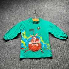 Vintage The Disney Store Lion King Timon Pumbaa Youth 4T Green Long Sleeve Shirt