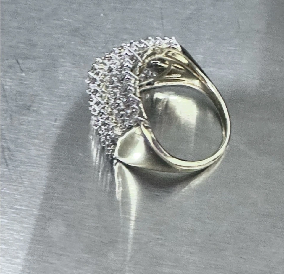 Кольцо с кластером бриллиантов 2 карата белое золото 10 карат размер 8 блестящее круглая огранка - Изображение 2 из 4