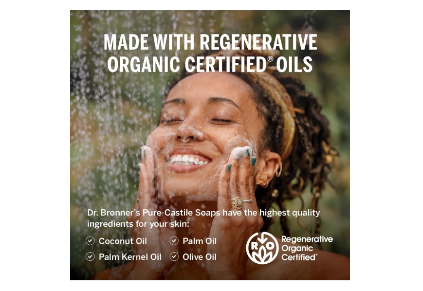 Dr. Bronner's Pure-Castile Magic Soap Peppermint 4-Pack x 32 oz (Total 128 oz) - Image 3 of 4