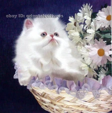 Chinese natural mulberry silk thread,su hand embroidery kits:cat basket flower 