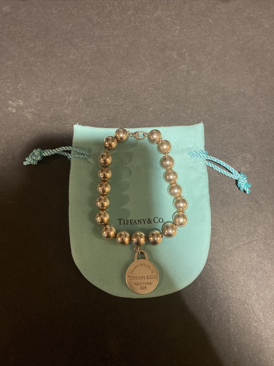 Tiffany Co Return to Tiffany Sterling Silver Round Tag 10mm Bead Ball  Bracelet