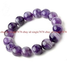 Pretty 6/8/10/12/14mm Dream Amethyst Gemstone Round Beads Stretch Bracelet 7.5''