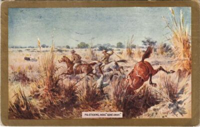 PC COLONIZERS PIG STICKING GONE AWAY INDIA (a24948)