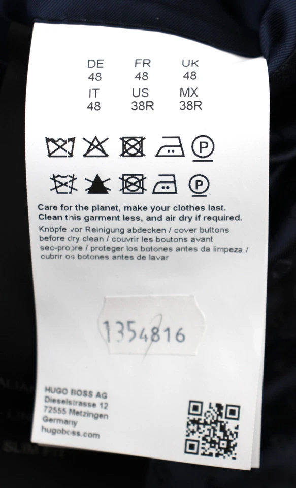 Hugo Boss Sport Coat 38 R Mens Blue Plaid Wool Linen Cotton Slim Fit Hutson New - Image 4 of 4