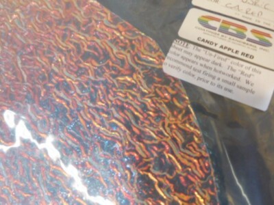 Dichroic Glass:CBS 96 COE Candy Apple Red on Granite Ripple Clear - 3''Sq