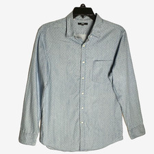 Uniqlo Mens Button Down Dress Shirt Size Large Blue Polka Dot Long Sleeve