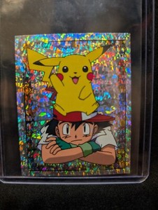 1999 Topps Merlin Nintendo Pokemon Stickers Ash & Pikachu S2 Glitter Holo NM+