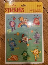 Vintage 1984 Rainbow Brite Sprites Sticker 4 Sheet Green Background Hallmark NEW