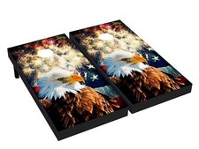 Bald eagle firework Cornhole Board Wrap LAMINATED Wraps Decals Vinyl skin 105