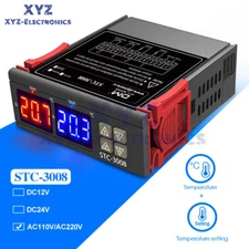 STC-3008 Thermostat Dual LED Temperature Controller+ NTC Probe AC 110V-220V
