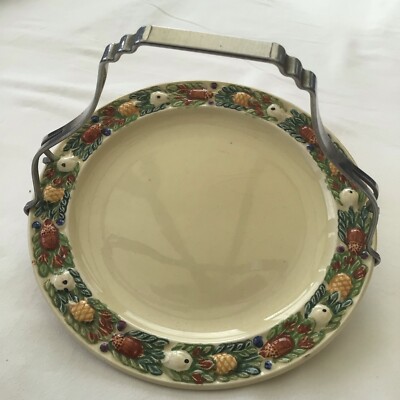 Adams Royal Elfenbein Titan Ware handbemalt Oretonne Teller mit Serviergriff