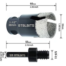20-50mm Diamond Dry Drilling Core Bit 5/8-11 Hole Saw for Tile Ceramic Granite