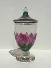 Theresienthal Meyr's Neff Enamel Art Glass Art Nouveau Covered Candy Dish 