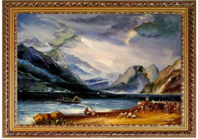 Ölbild Thunersee, Bergsee, William Turner Berglandschaft, HANDGEMALT, F:50x70cm