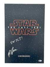 RIAN JOHNSON SIGNED 12X18 PHOTO STAR WARS THE LAST JEDI POSTER BECKETT COA B
