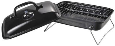 Schwarz Tragbar Tisch & Boden Kompakt 13,5'' Holzkohlegrill BBQ Outdoor Grill